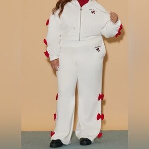 Disney x f21 forever 21 collab white sweat pants red bows plus size 3X NEW NWT
